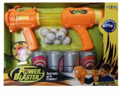 Бластер игрушечный пневматический оранжевый + 8 шаров