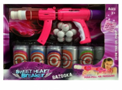 Бластер игрушечный пневматический розовый + 10 шаров