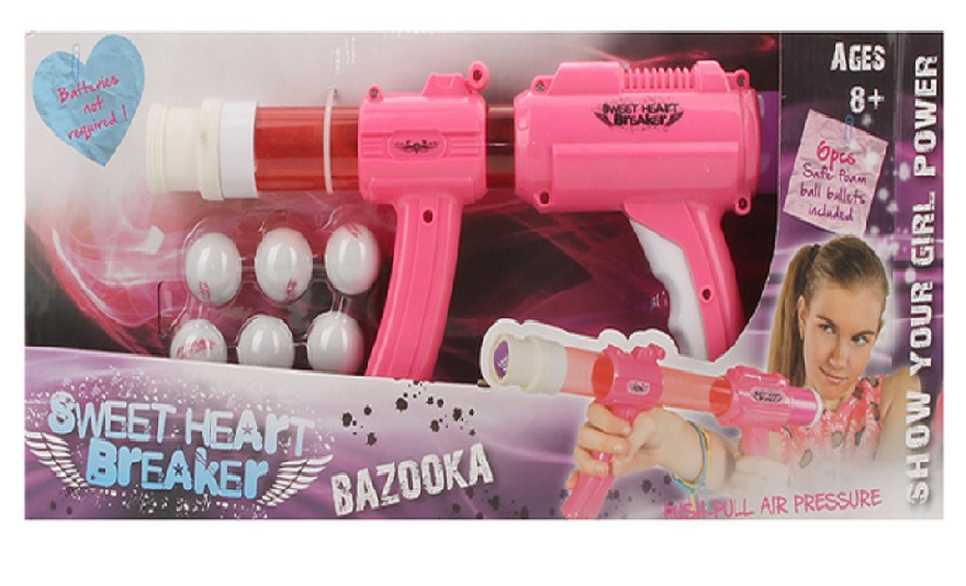 Бластер игрушечный пневматический розовый + 6 шаров