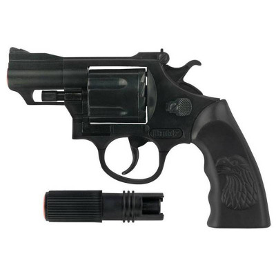 Револьвер игрушечный пластиковый с глушителем на пистонах