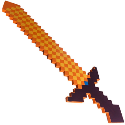 Меч Оранжевый игрушечный Майнкрафт 8 Бит пиксельный 75 см