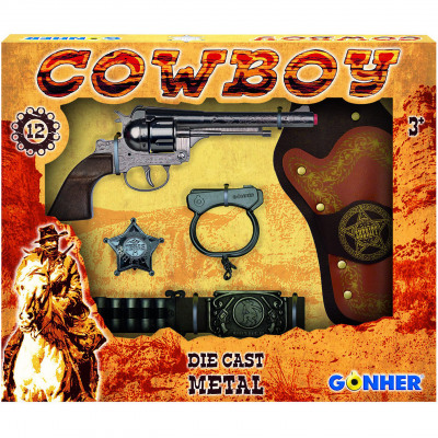 Ковбойский набор с металлическим револьвером на пистонах