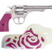 Револьвер игрушечный розовый металлический на пистонах с кобурой