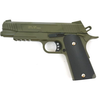 Пистолет игрушечный металлический зеленый на 6 мм шариках