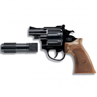 Револьвер полицейского с глушителем игрушечный пластиковый на пистонах